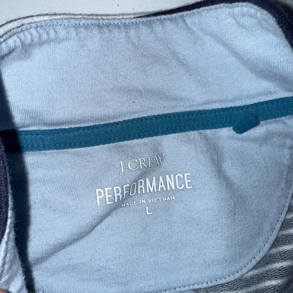 Sz L J Crew Performance Pullover Mens Blue White Striped 1/4 Zip Active Golf - Picture 4 of 11